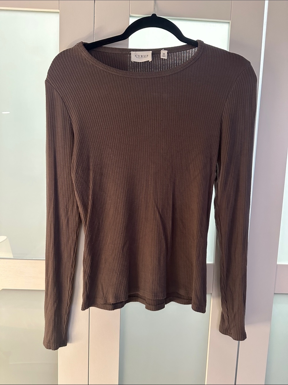 Cyrus Brown Ribbed Long Sleeve Top